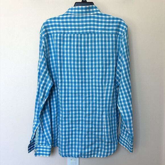 Robert Graham Shirt Mens Large Blue Gingham Classic Fit Long Sleeve Button Down - Picture 3 of 12